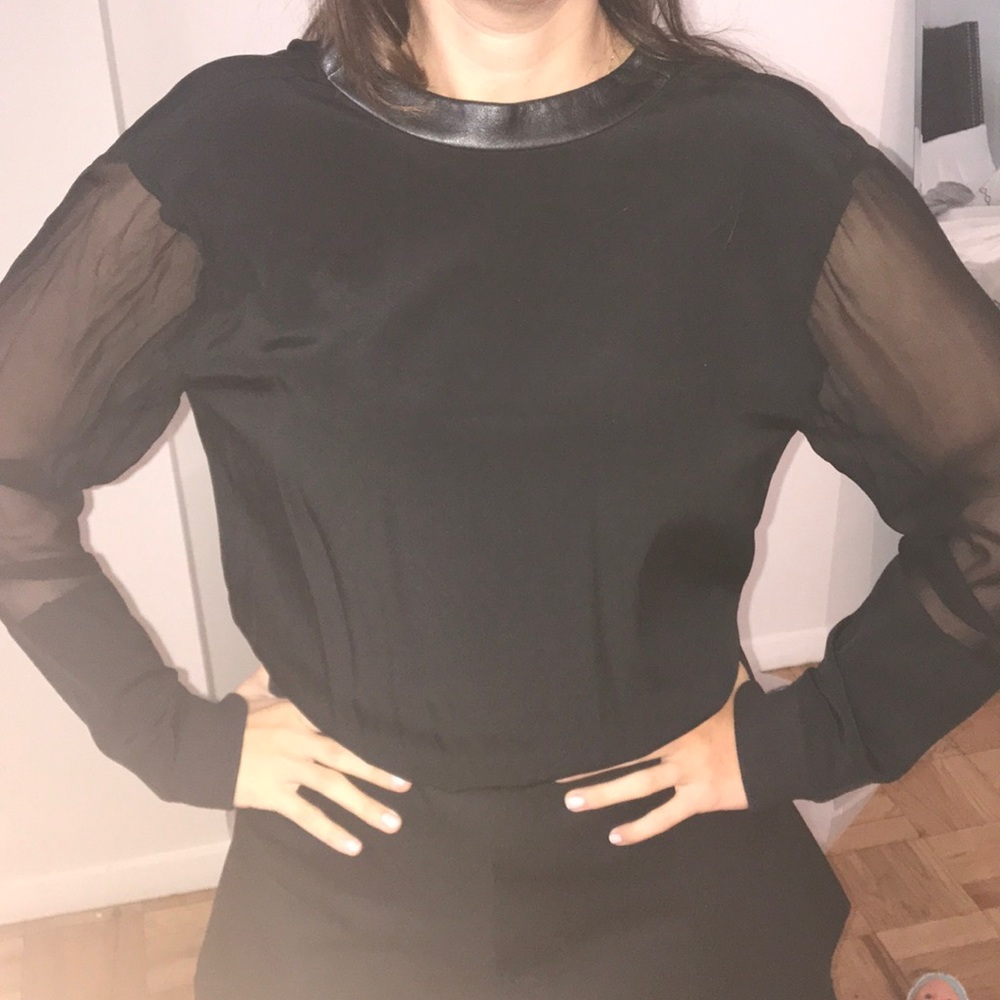 TiBi black two timesheet leather top